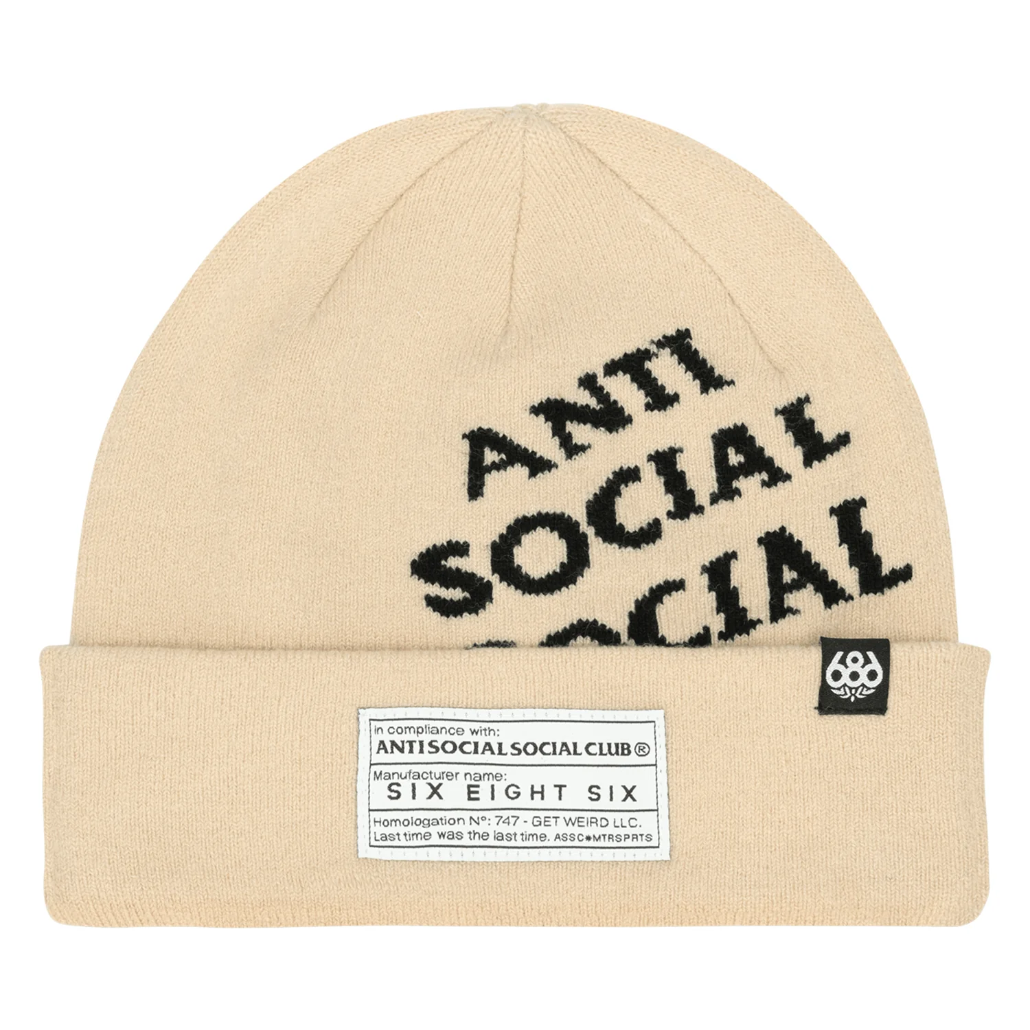 686 Anti Social Social Club Beanie Limestone