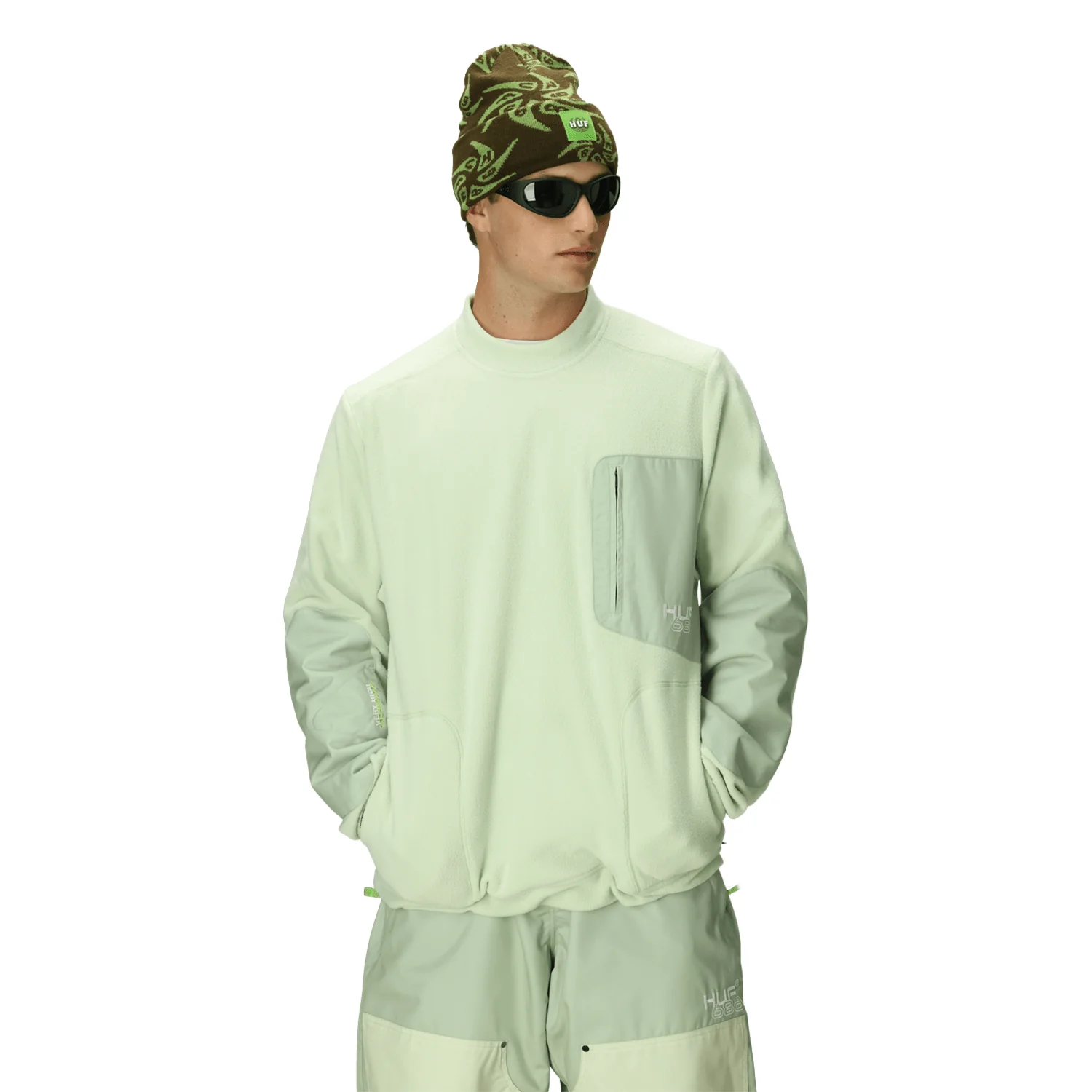 686 Huf  Men's Fleece Crewneck 2026 Green Colorblock