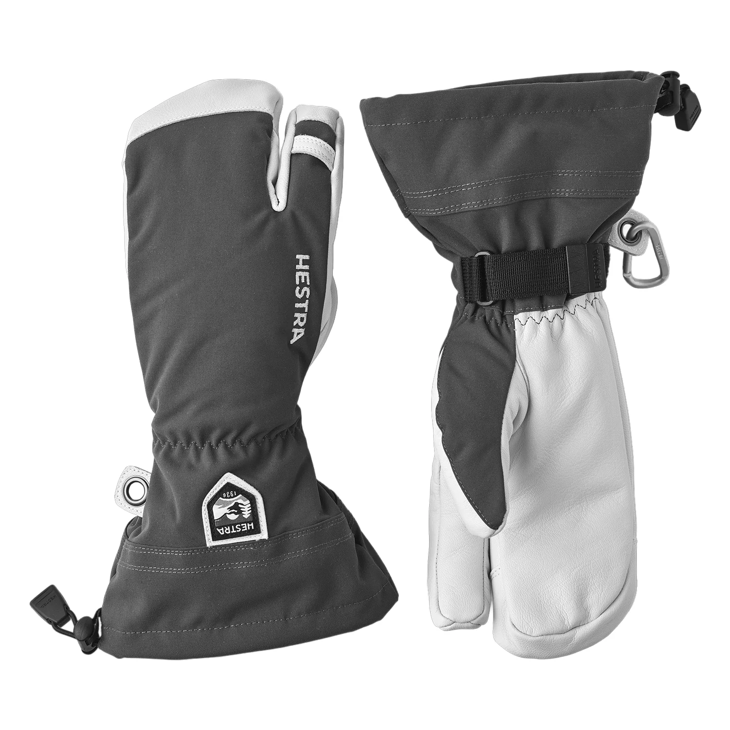 Hestra Men's Leather Heli 3-Finger Mitt Grey