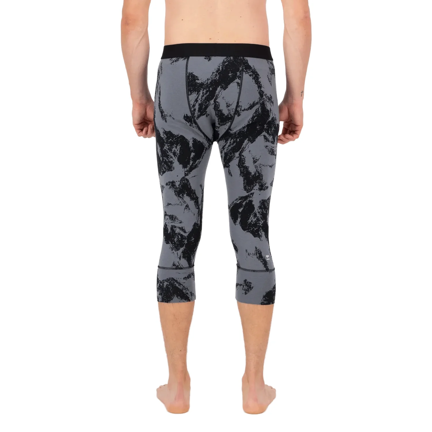 Mons Royale Men's Cascade Merino Base Layer 3/4 Legging 2026 Mountain Pixel Grey - Image 2