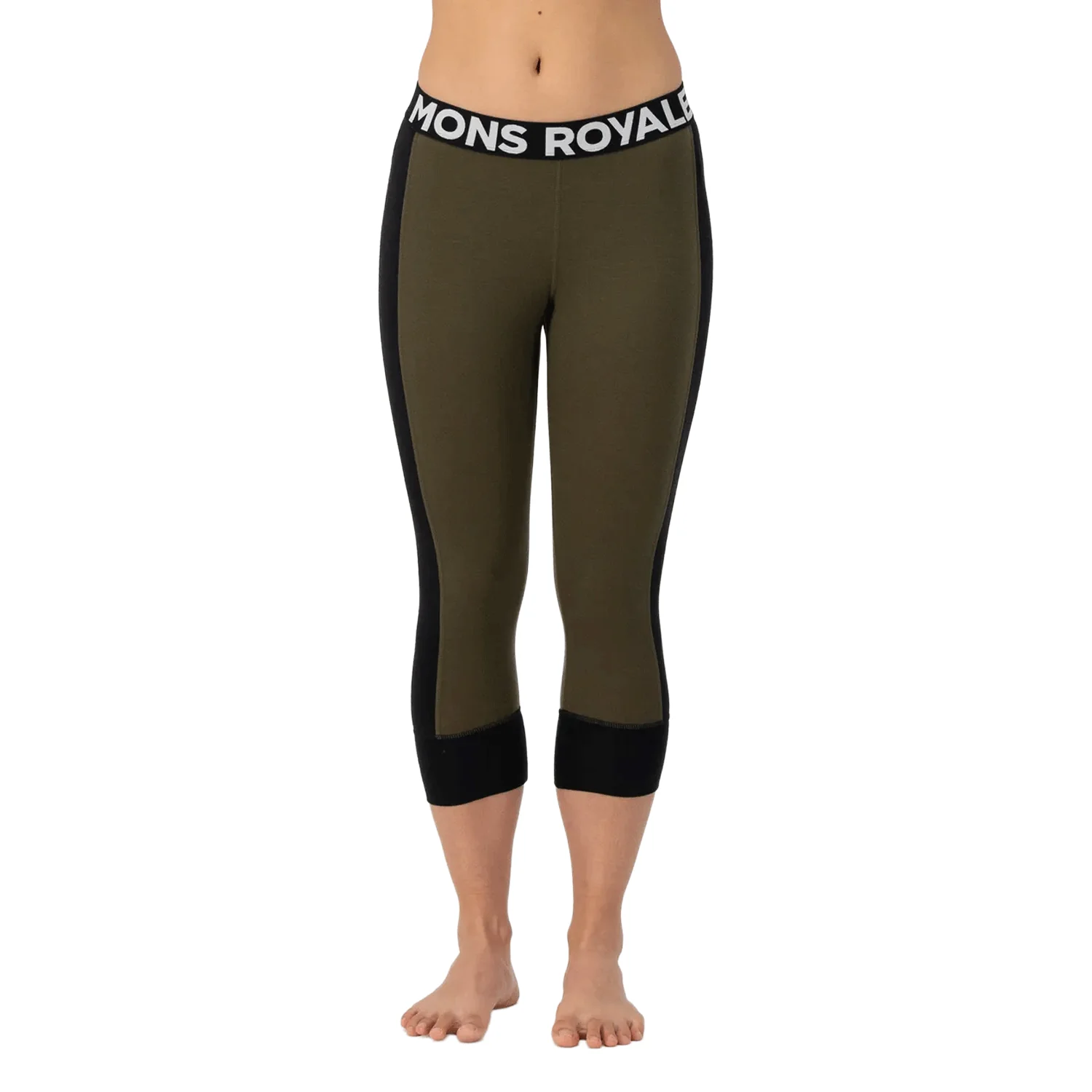 Mons Royale Women's Cascade Merino 3/4 Base Layer Legging 2026 Dark Olive