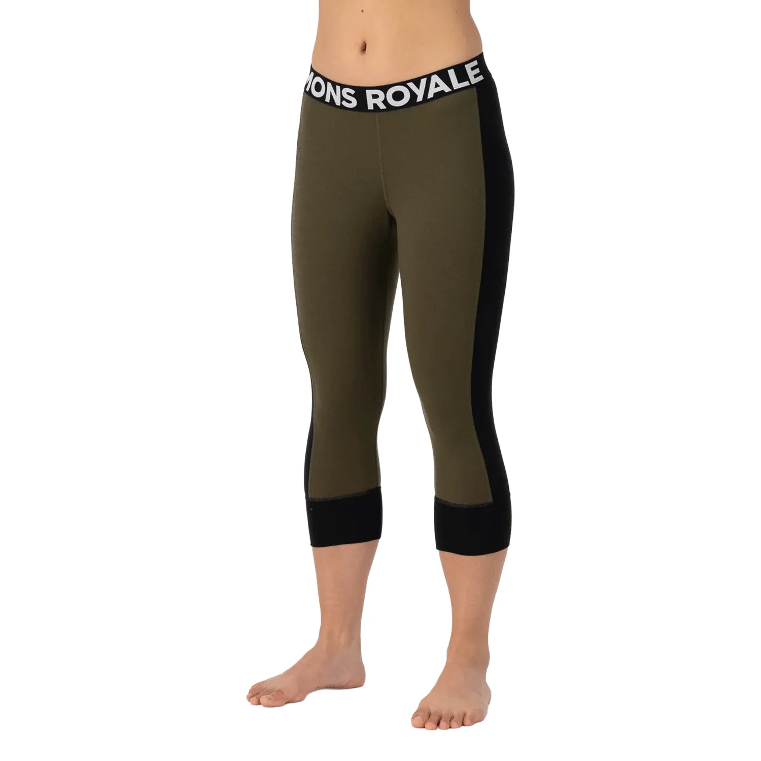 Mons Royale Women's Cascade Merino 3/4 Base Layer Legging 2026 Dark Olive - Image 2