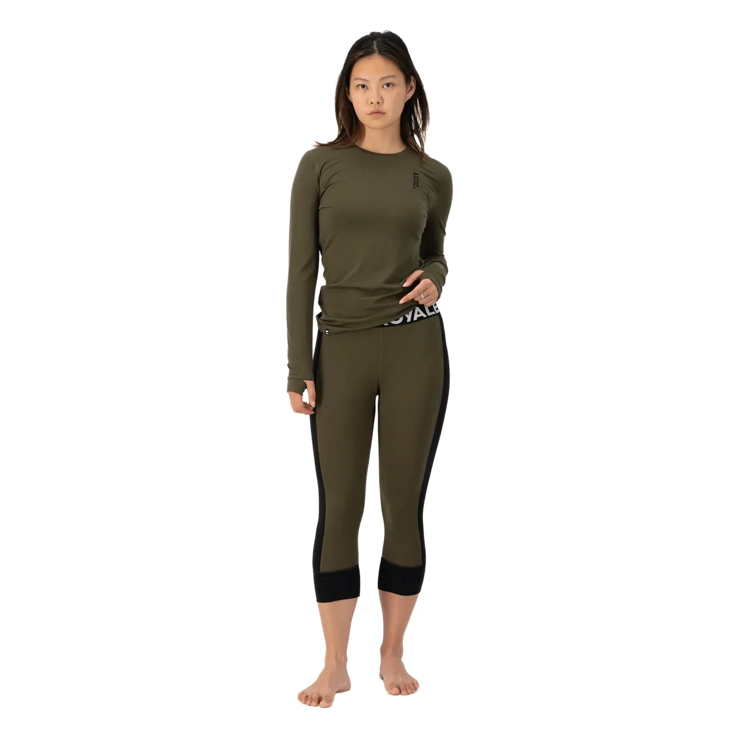 Mons Royale Women's Cascade Merino 3/4 Base Layer Legging 2026 Dark Olive - Image 3