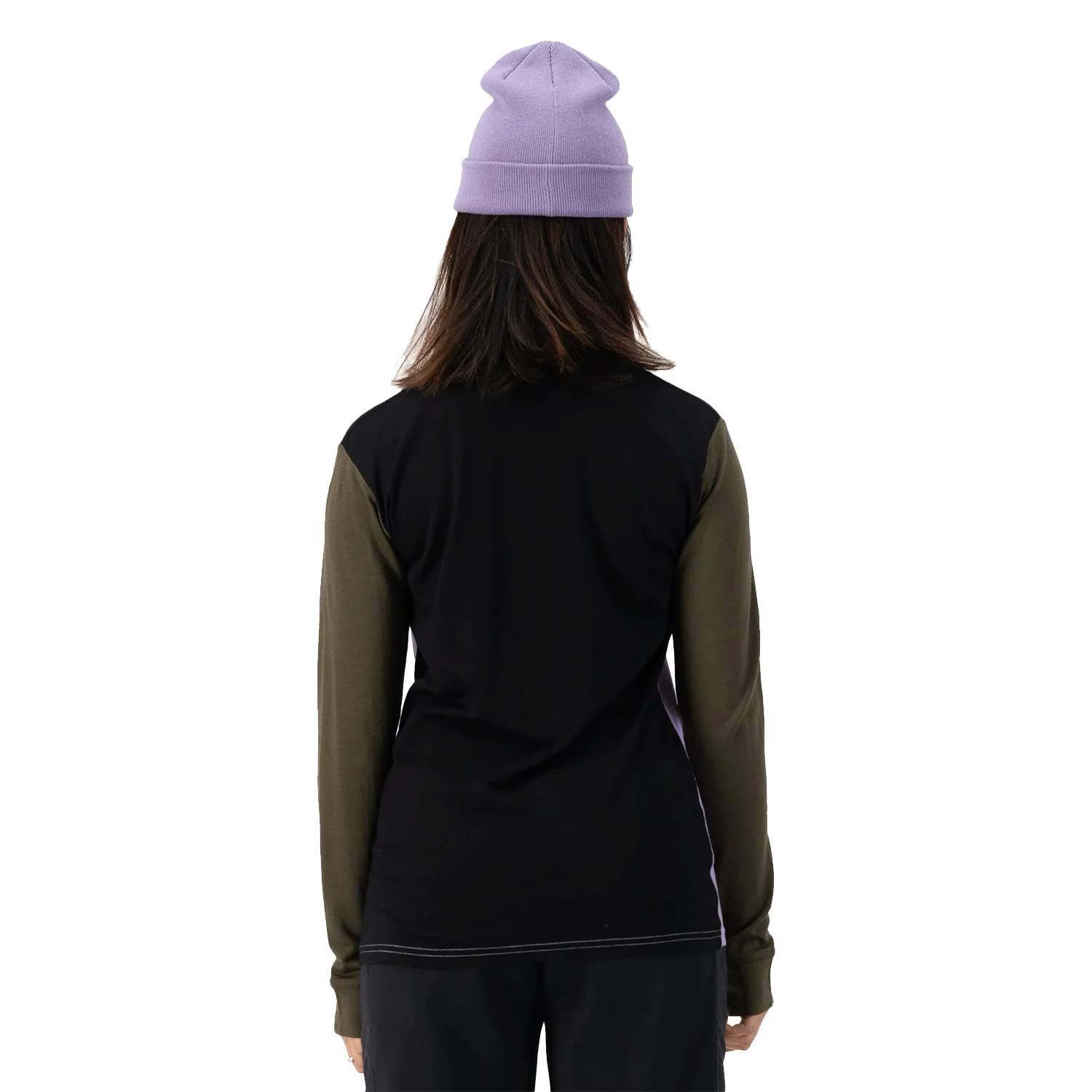 Mons Royale Women's Yotei BF High Neck Top 2025 Lupin/Dark Olive/Black - Image 3