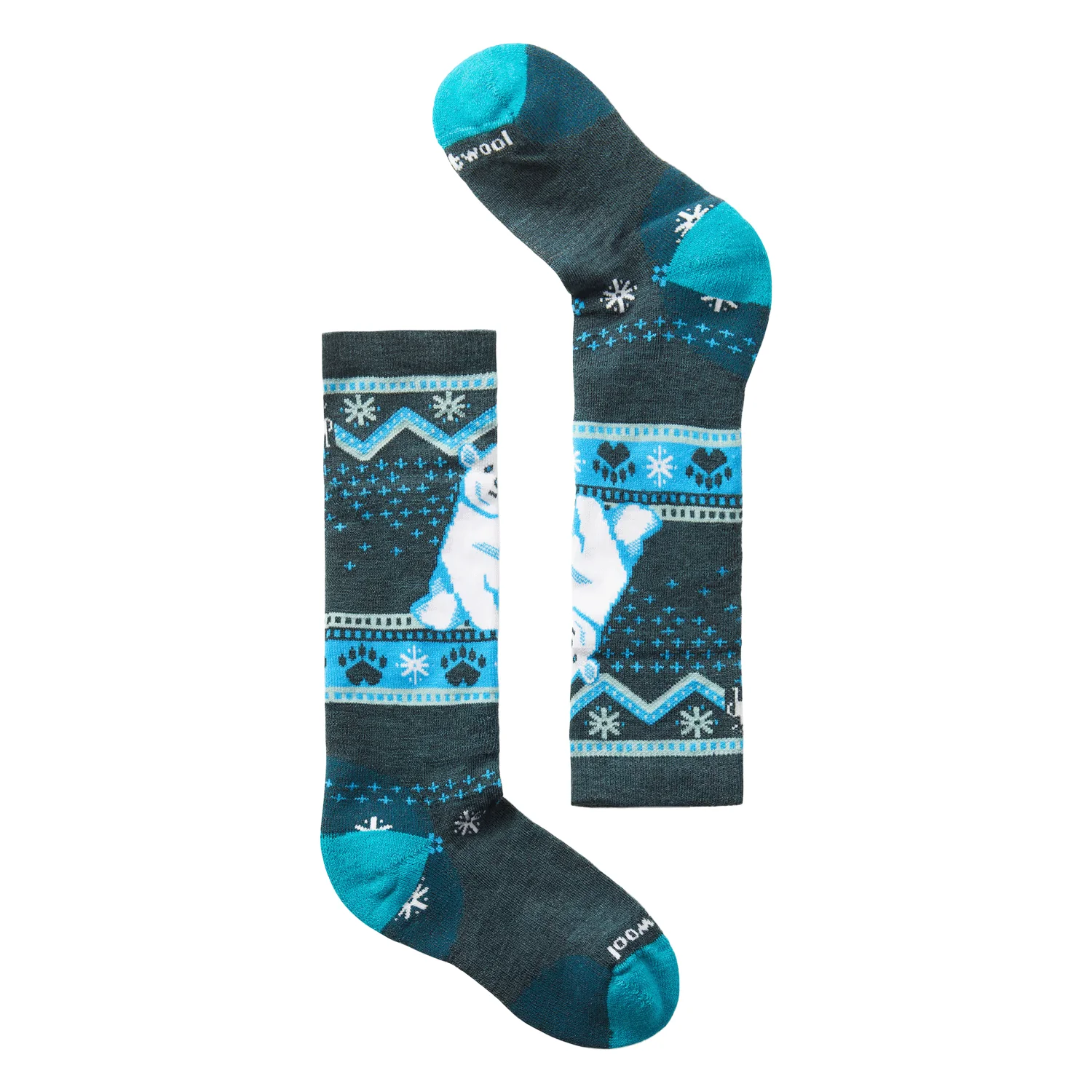 Smartwool Kid's Wintersport Full Cushion Polar Bear Pattern OTC Sock Twilight Blue