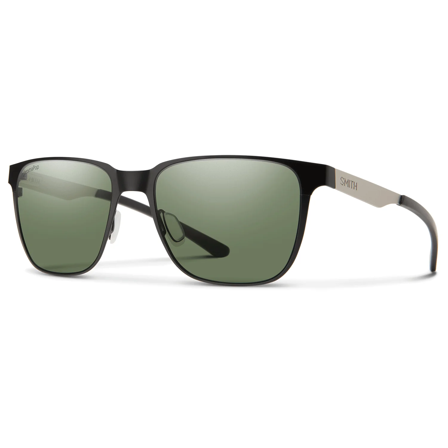 Smith Lowdown Metal Sunglasses Matte Black Silver/ChromaPop Polarized Gray Green