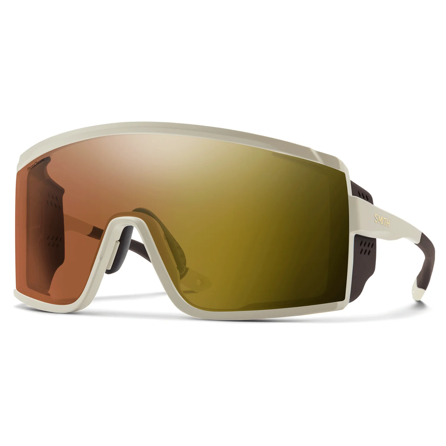Smith Pursuit Sunglasses Matte Bone/ChromaPop Glacier Photchromic Copper Gold Mirror + Clear