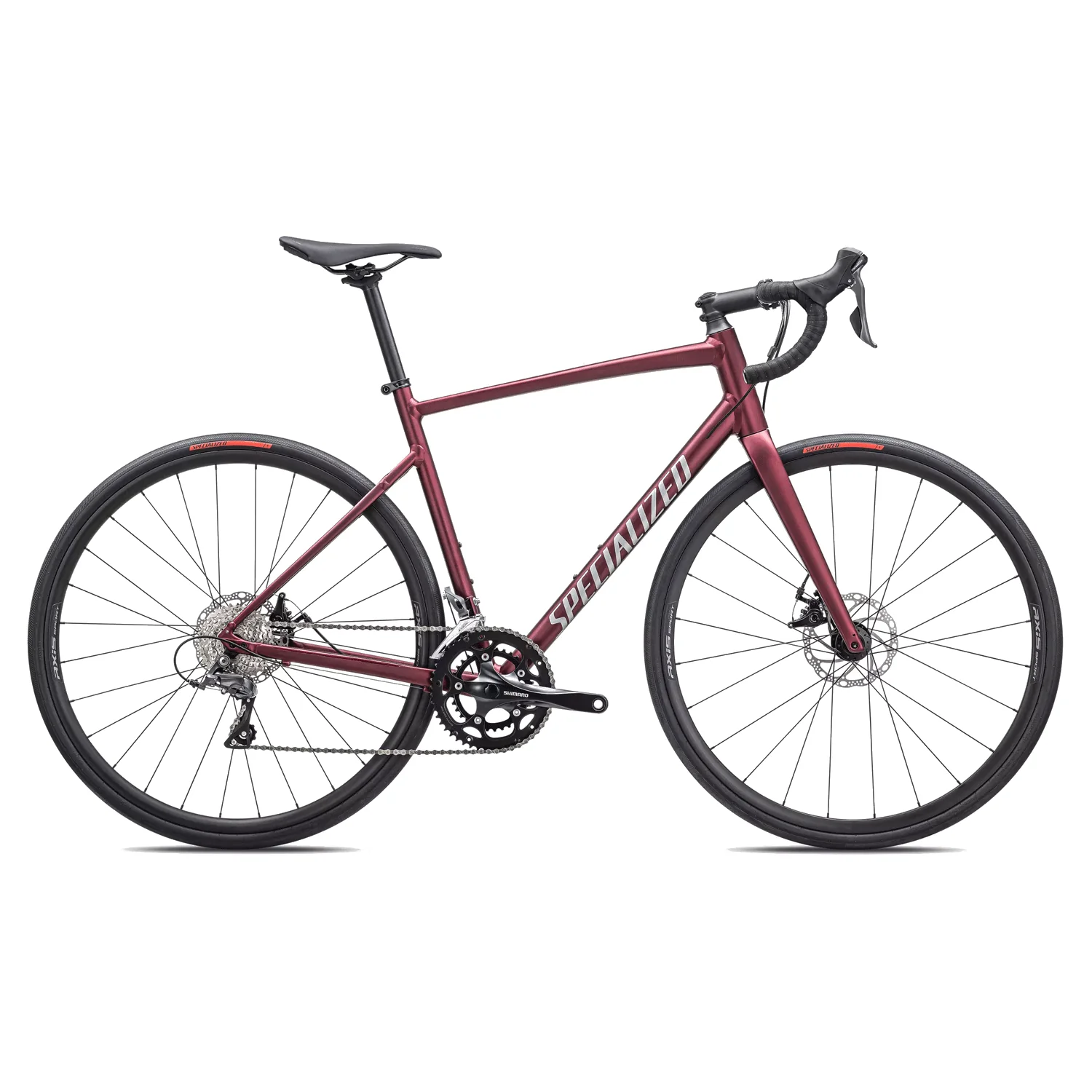 Specialized Allez E5 Disc Bike 2024 Satin Maroon/Silver Dust/Flo Red 54