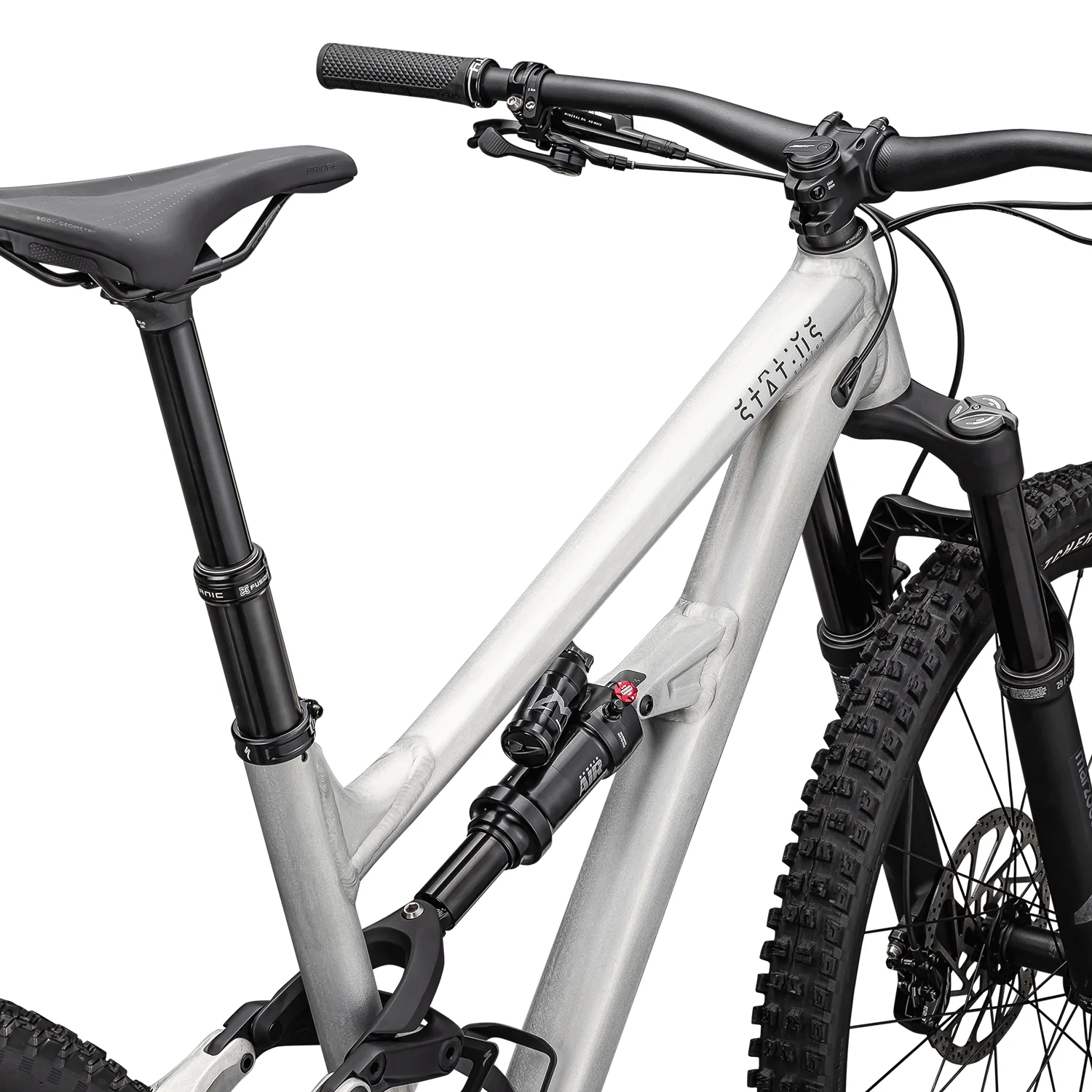 Specialized Status 2 140 Bike 2025 Satin Aluminum/Obsidian - Image 3
