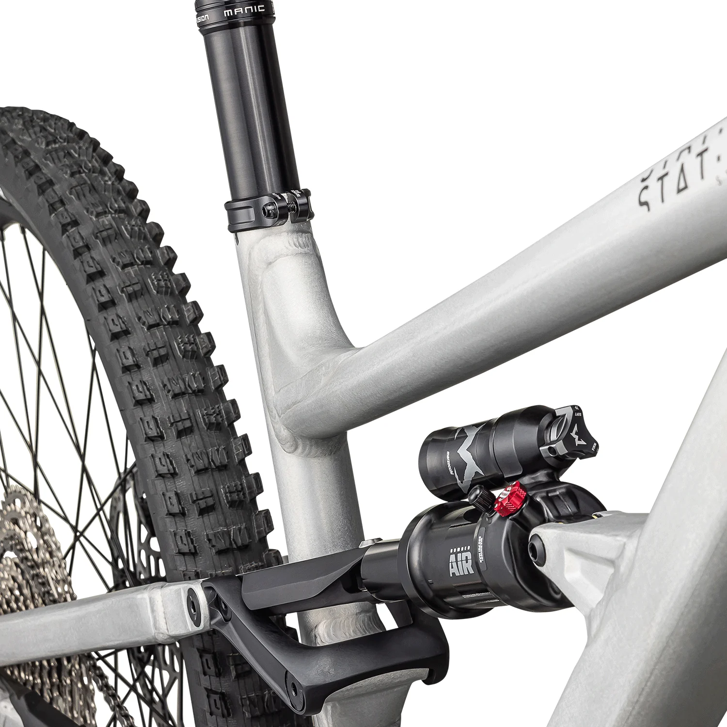 Specialized Status 2 140 Bike 2025 Satin Aluminum/Obsidian - Image 5