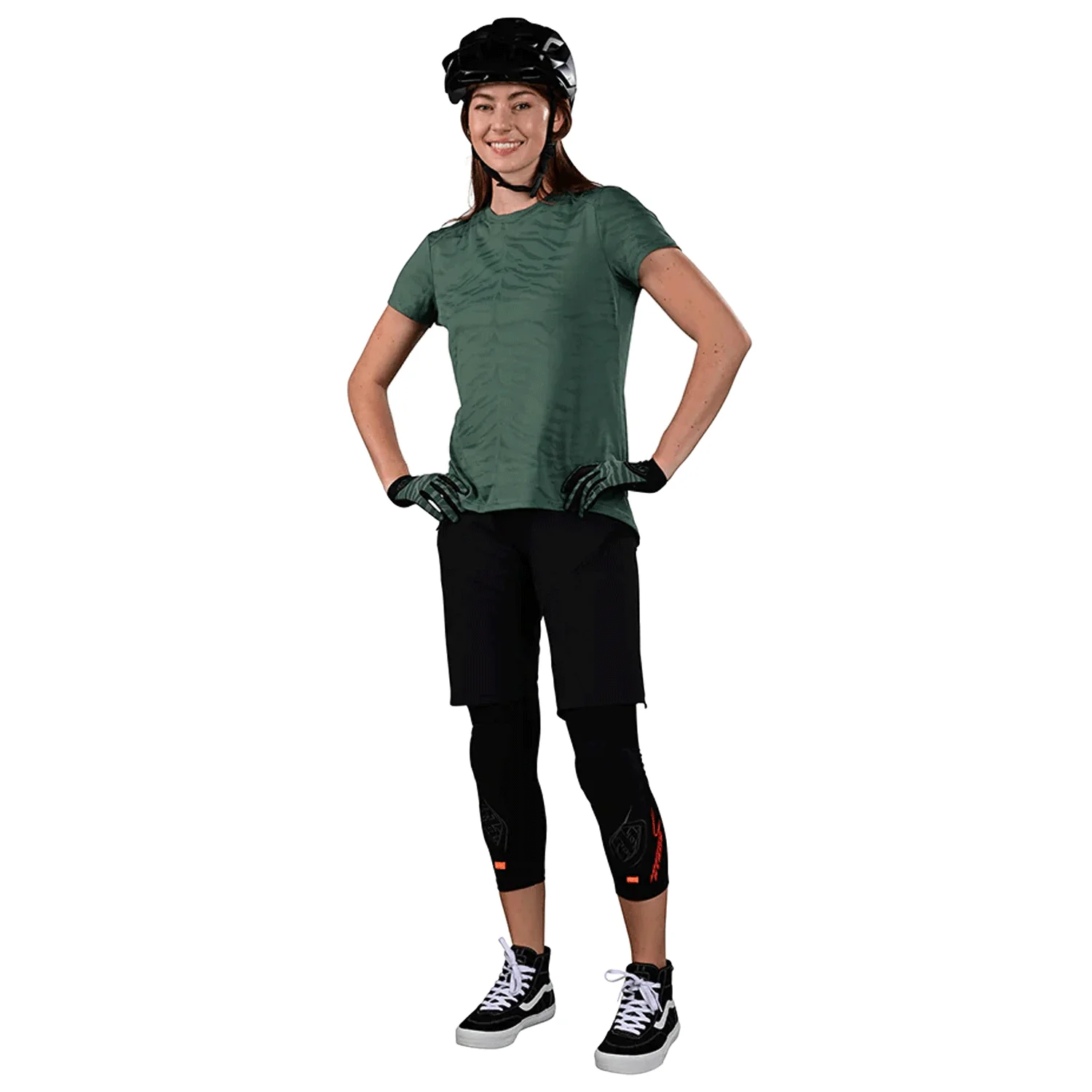 Troy Lee Women's Lilium S/S Jersey Tiger Jacquard Steel Green - Image 2